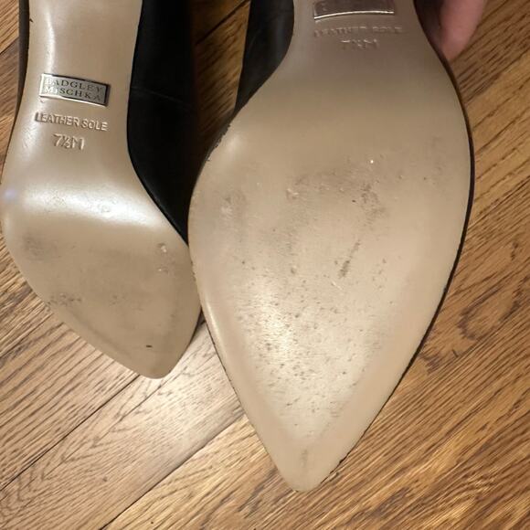 Badgley Mischka Black Stiletto Genuine Leather Peep Toe Pump - Picture 5 of 7